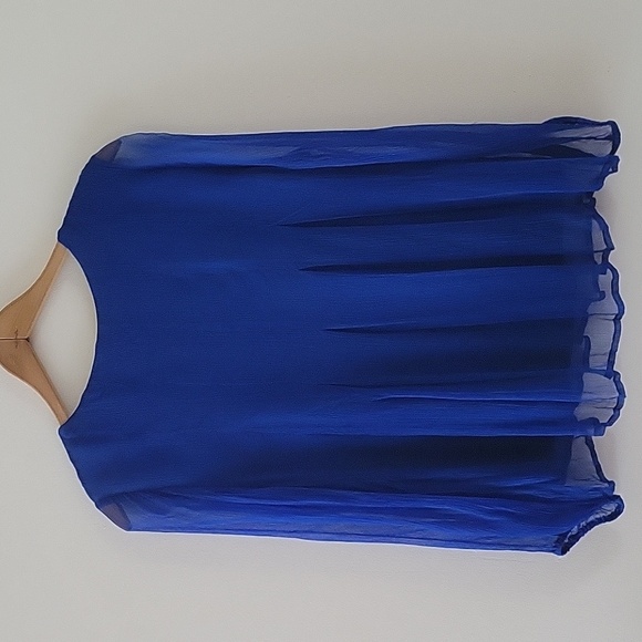 Soft Surroundings Royal Blue Beaded Embroidered Layered Blouse Size Small - Picture 3 of 6